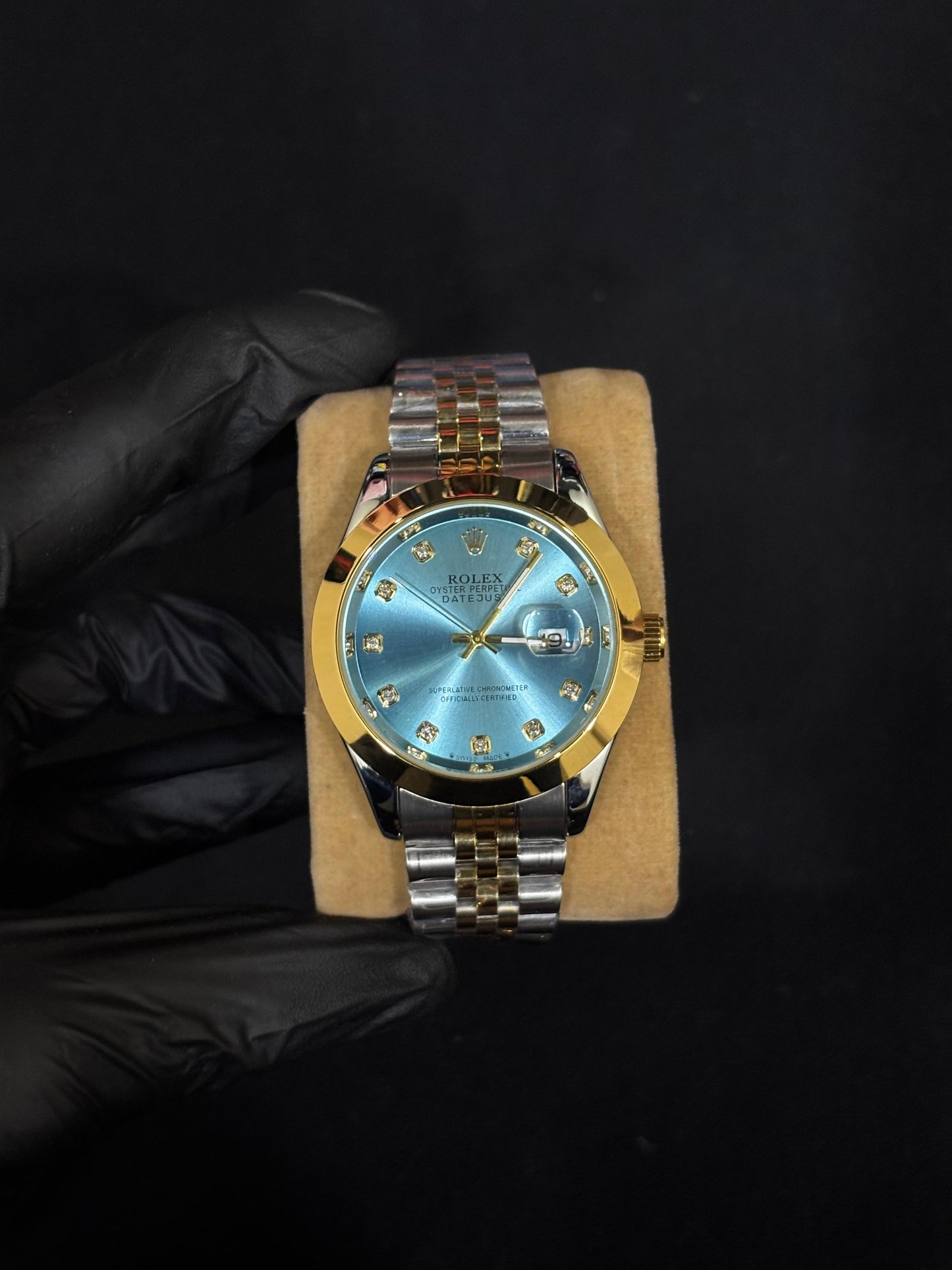 Rolex datejust Style Men’s Watch –  Golden Tiffon Dial