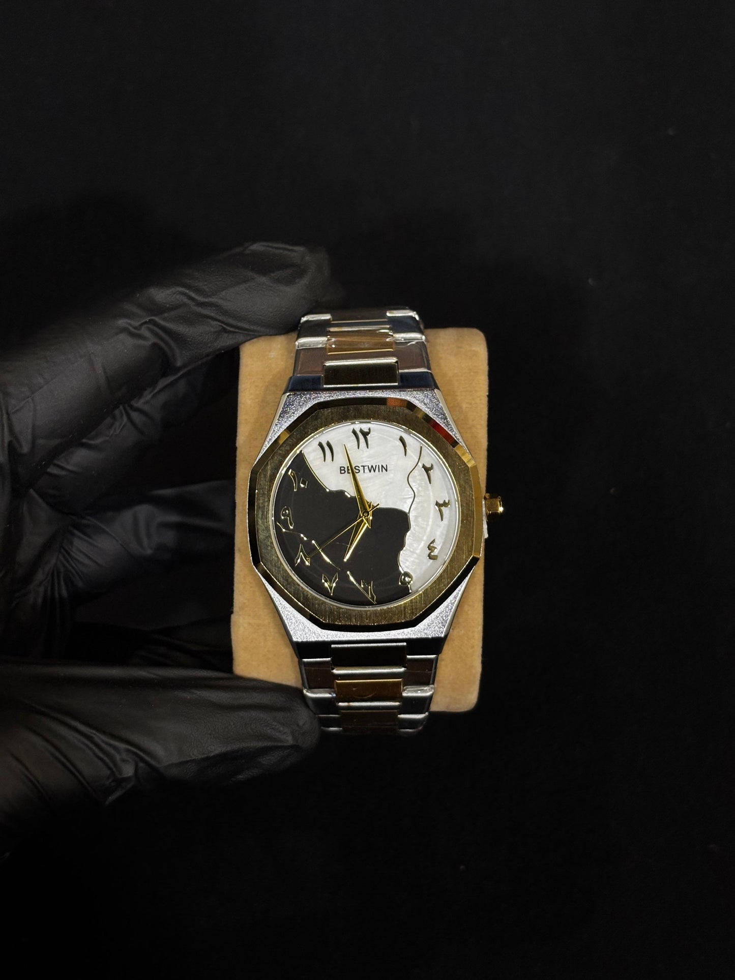 Golden Cut Arabic Stainless Steel Men’s Watch