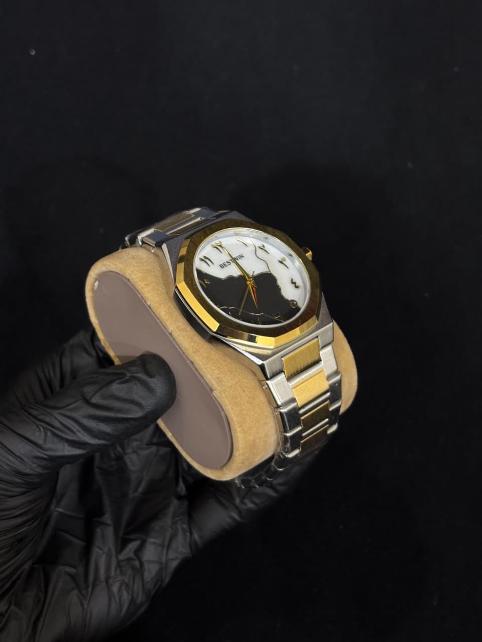 Golden Cut Arabic Stainless Steel Men’s Watch